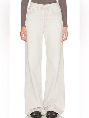 NWT AGOLDE Dame High-Rise Wide-Leg Jeans Neutral/Ivory- 27- MSRP $258